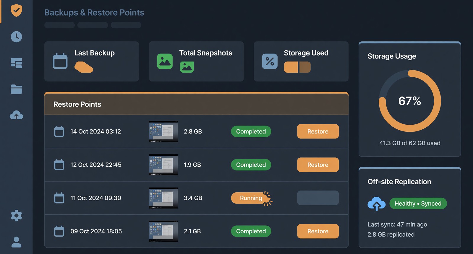 Website Backups screenshot